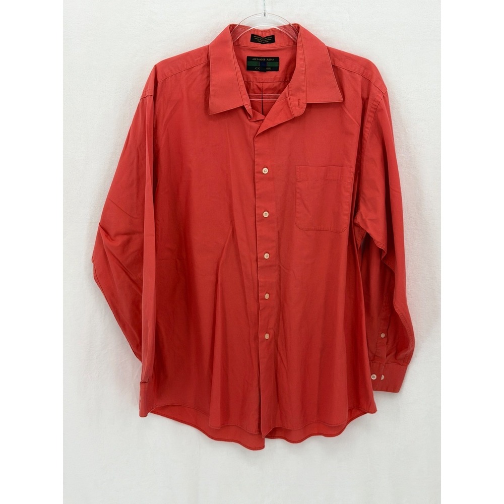 Alexander‎ Julian Shirt Mens XL Orange Long Sleeve Classic Dress Church Office